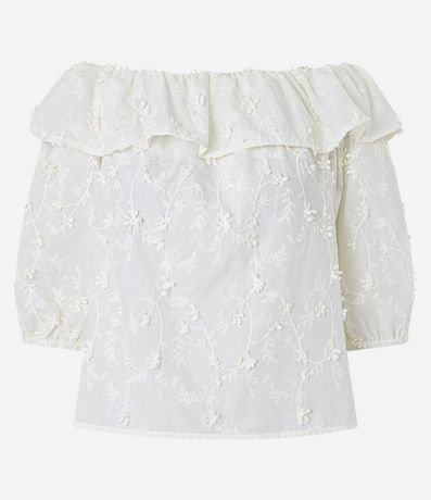 Blusa Hombro a Hombro con Volado y Bordado Floral 5