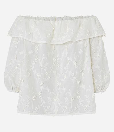 Blusa Hombro a Hombro con Volado y Bordado Floral 7