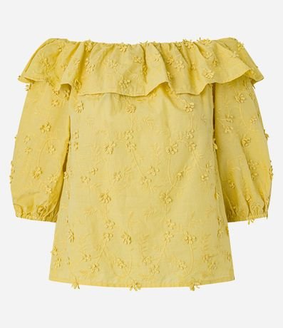 Blusa Hombro a Hombro con Volado y Bordado Floral 5