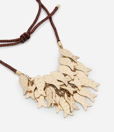 Collar Corto con Cordón y Colgantes de Pences Martillados 2