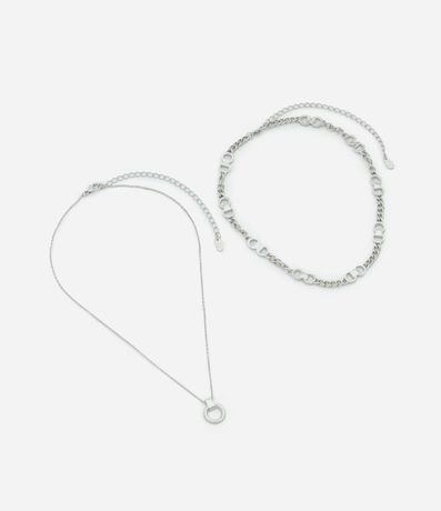 Collar Capas con Cadena de Eslabones y Colgante de Circulo 2