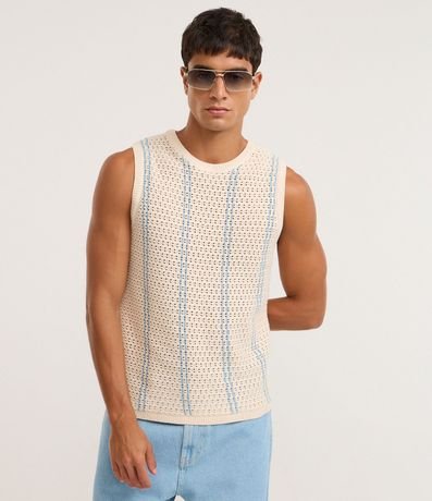 Musculosa en Punto con Estampado Rayada