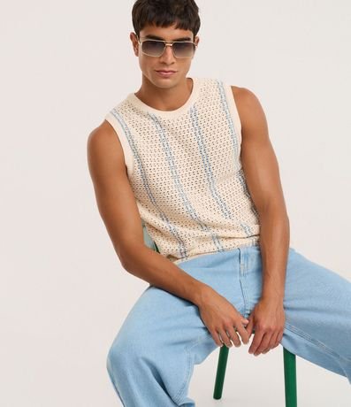 Musculosa en Punto con Estampado Rayada 3