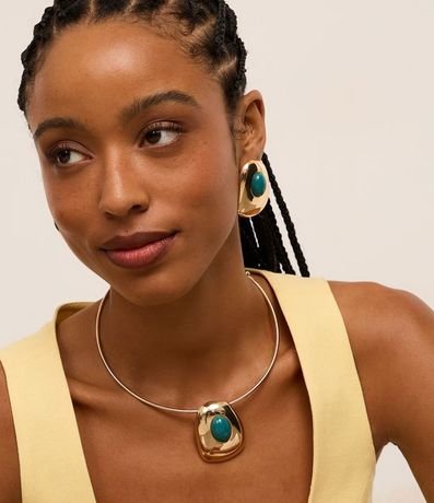 Conjunto de Collar y Caravana con Piedra en Resina 4