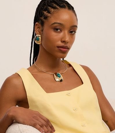 Conjunto de Collar y Caravana con Piedra en Resina