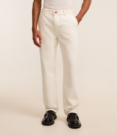 Pantalón Recto en Sarga con Etiqueta Aplicada 2