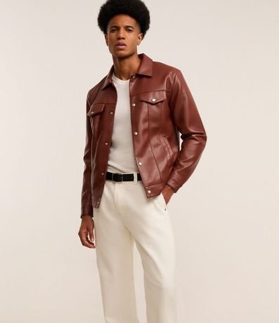 Pantalón Recto en Sarga con Etiqueta Aplicada 4