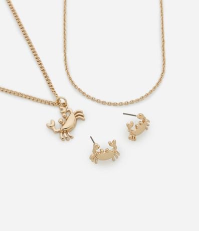 Conjunto de Collar Camada con Colgante de Cangrejo y Caravana Botón
