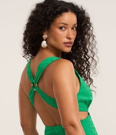 Vestido Midi con Frente Única y Tiras en X en la Espalda con Adornos 3