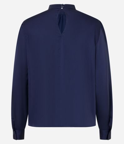 Blusa Satinado con Cuello Alto y Puño Ajustado 2