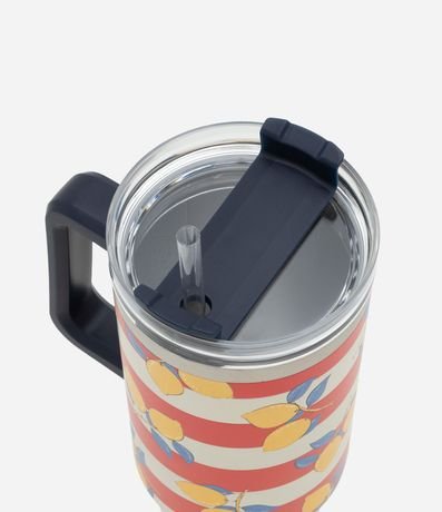 Vaso Térmico con Pajita Reutilizable y Estampa Tropical Rayada 2