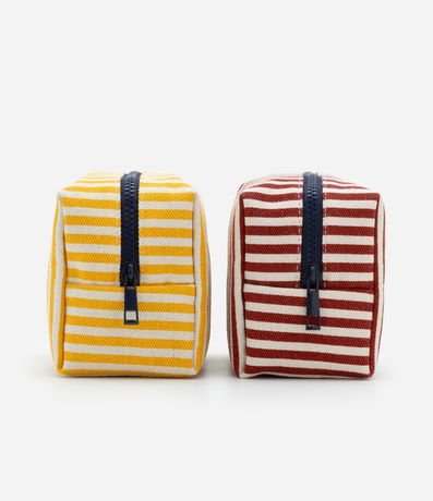 Kit 03 Neceser Diversas con Estampa Tropical Rayada 2