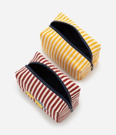 Kit 03 Neceser Diversas con Estampa Tropical Rayada 4