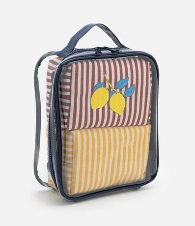 Kit 03 Neceser Diversas con Estampa Tropical Rayada 5