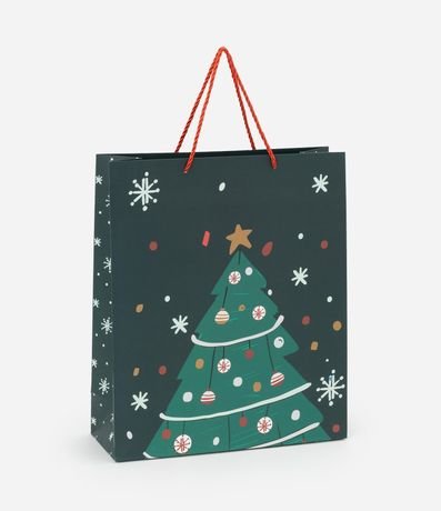 Bolsa de Regalo Mediana con Estampa de Árbol de Navidad