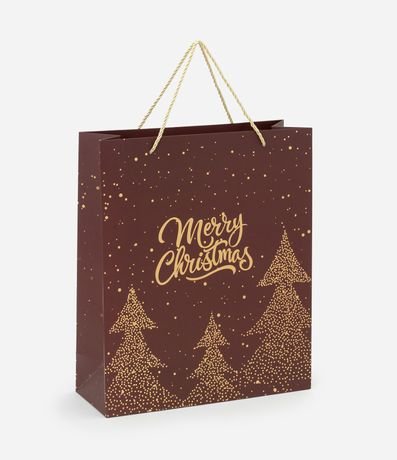 Bolsa de Regalo Mediana con Estampa Árbol de Navidad con Chapado
