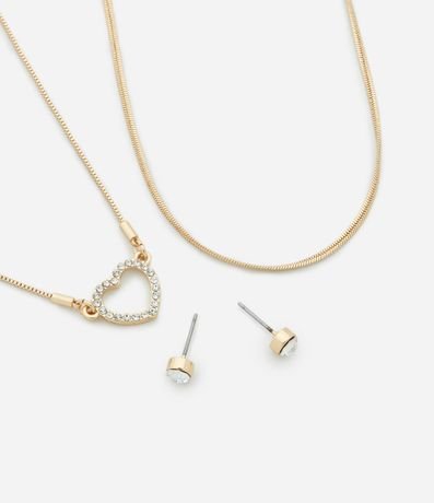 Conjunto de Collar Capas con Corazón Cutout y Strass con Caravana Punto de Luz