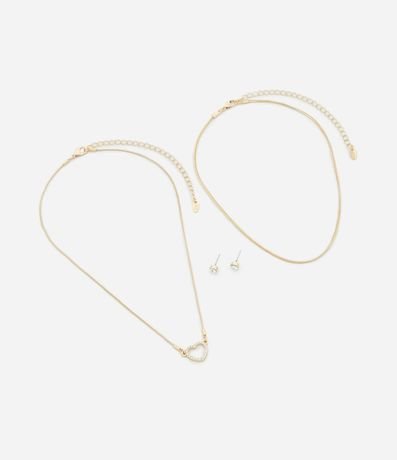 Conjunto de Collar Capas con Corazón Cutout y Strass con Caravana Punto de Luz 2