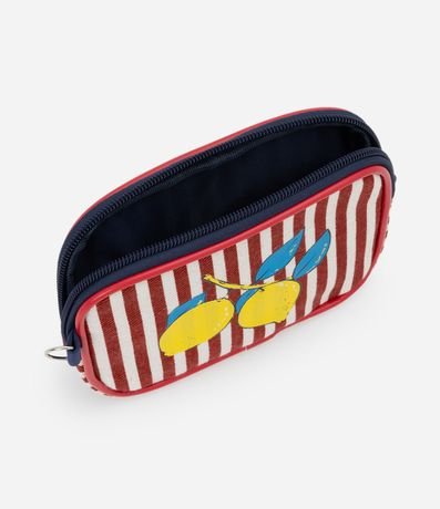 Kit 02 Neceser Rectangular y Redonda con Estampa Tropical y Rayas 4