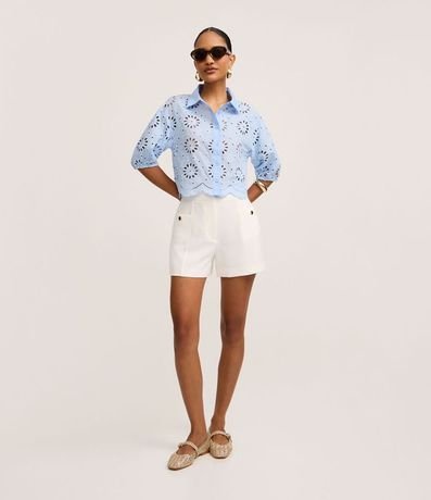 Camisa en Laise con Bordados en los Furos y Bajo Nube 2