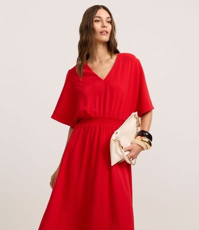 Vestido Evasê Midi en Airflow con Lastex en la Cintura