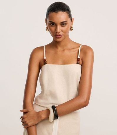 Blusa en Viscolino con Adorno en el Bretel Ajustable