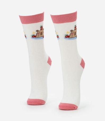 Media Caña Larga en Algodón con Estampa Divertida de Carpincho 1