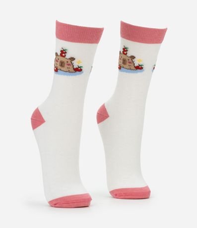 Media Caña Larga en Algodón con Estampa Divertida de Carpincho 2