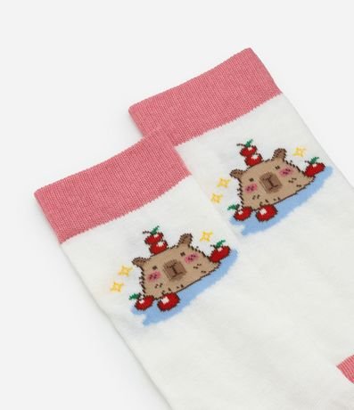 Media Caña Larga en Algodón con Estampa Divertida de Carpincho 4