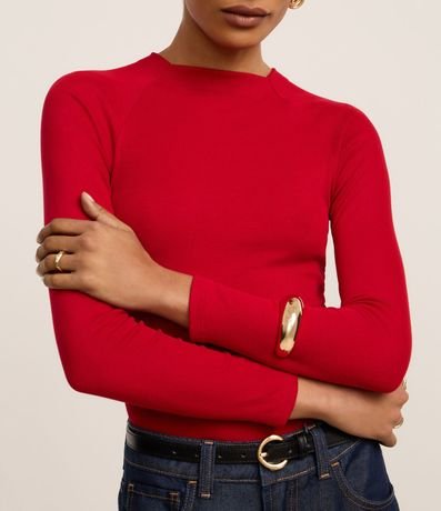 Blusa Básica en Viscosa con Cuello Alto y Sisa Raglán 3