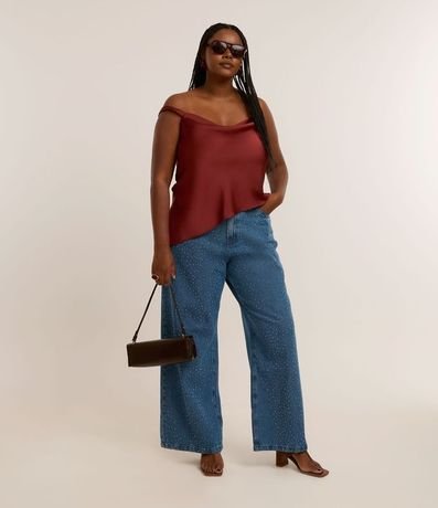 Blusa Satinada con Escote Degagê y Bajo Irregular Curve & Plus Size 3