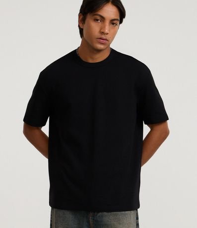 Remera Relaxed en Algodón con Textura de Mini Waffle