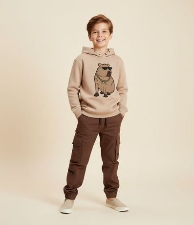 Buzo Infantil en Chenille con Estampa de Carpincho - Talle 5 a 14 años