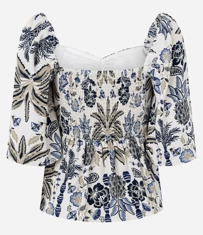 Blusa en Viscolino con Escote Corazón y Estampa Floral 8