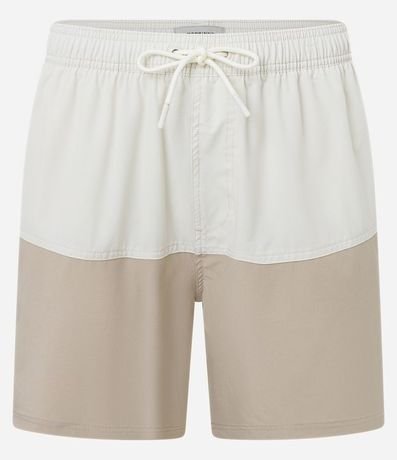 Bermuda en Microfibra con Bolsillo con cremallera y Estampa Bicolor