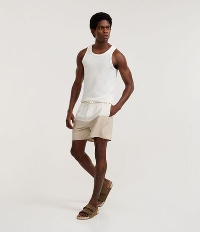 Bermuda en Microfibra con Bolsillo con cremallera y Estampa Bicolor