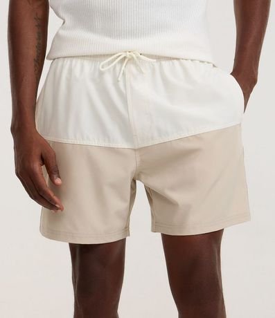 Bermuda en Microfibra con Bolsillo con cremallera y Estampa Bicolor