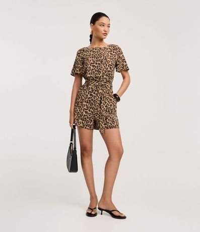 Enterito en Airflow con Lazo y Estampa Leopardo