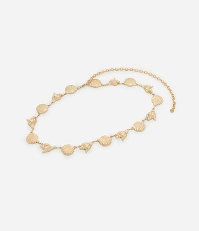 Cinturón Estrecho en Metal con Cadenas y Colgantes de Caracolas Boho Romántico