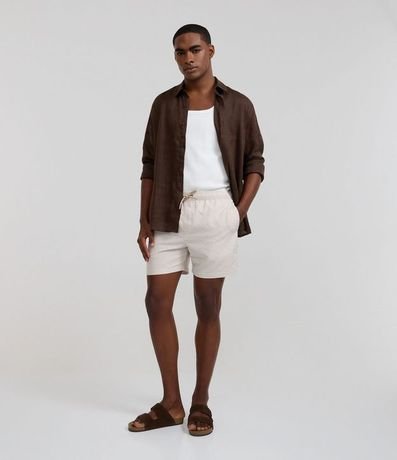 Bermuda de Baño Rayada en Microfibra con Textura Ana Ruga