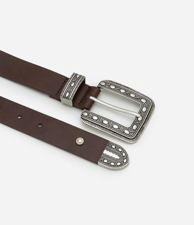 Cinturón Western mediano en PU con Metales Trabajados 2