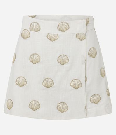 Short Pollera en Viscolino con Estampa de Caracolas 7