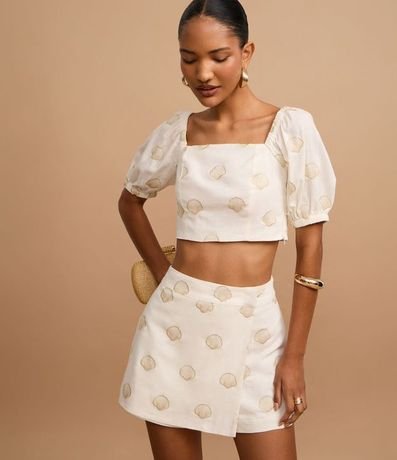 Short Pollera en Viscolino con Estampa de Caracolas 2