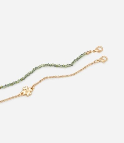 Kit 02 Pulseras con Cristales Artificiales y Colgante de Trevo 3