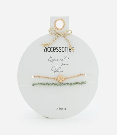 Kit 02 Pulseras con Cristales Artificiales y Colgante de Trevo