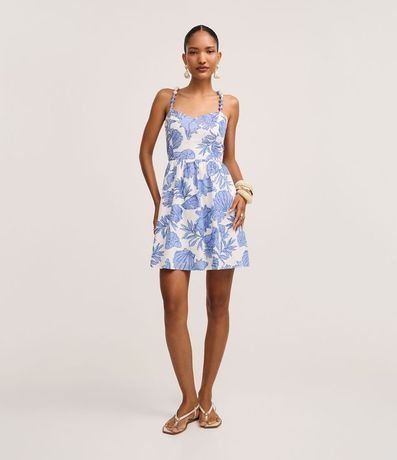 Vestido Recto Corto en Viscolino con Estampa Marina 2