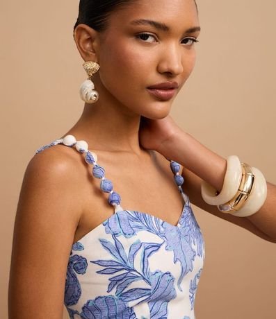 Vestido Recto Corto en Viscolino con Estampa Marina 4