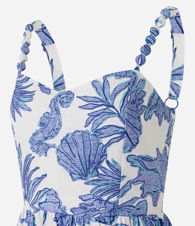 Vestido Recto Corto en Viscolino con Estampa Marina 8