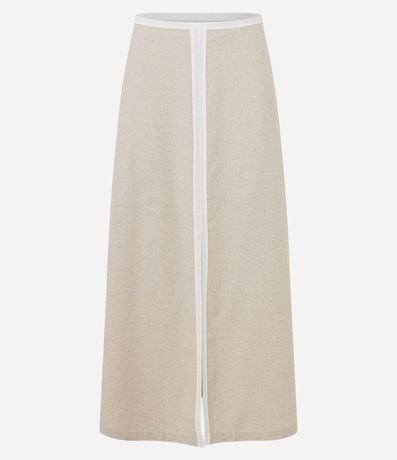 Pollera Evasê Midi en Viscolino con Bies Contrastante 6