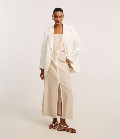 Pollera Evasê Midi en Viscolino con Bies Contrastante